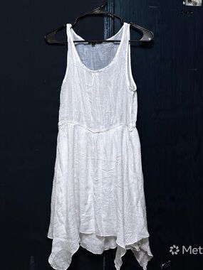 Summer Scoop Neck White Mini Dress